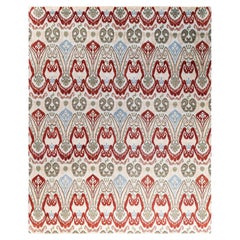 Tapis traditionnel Ikat noué à la main, vert laine, 8' 2" x 10' 1"