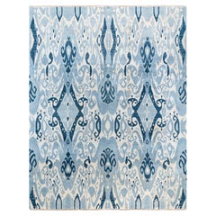 Traditional Ikat Hand Knotted Floral Wool Ivory Area Rug 8' 0" x 10' 4"