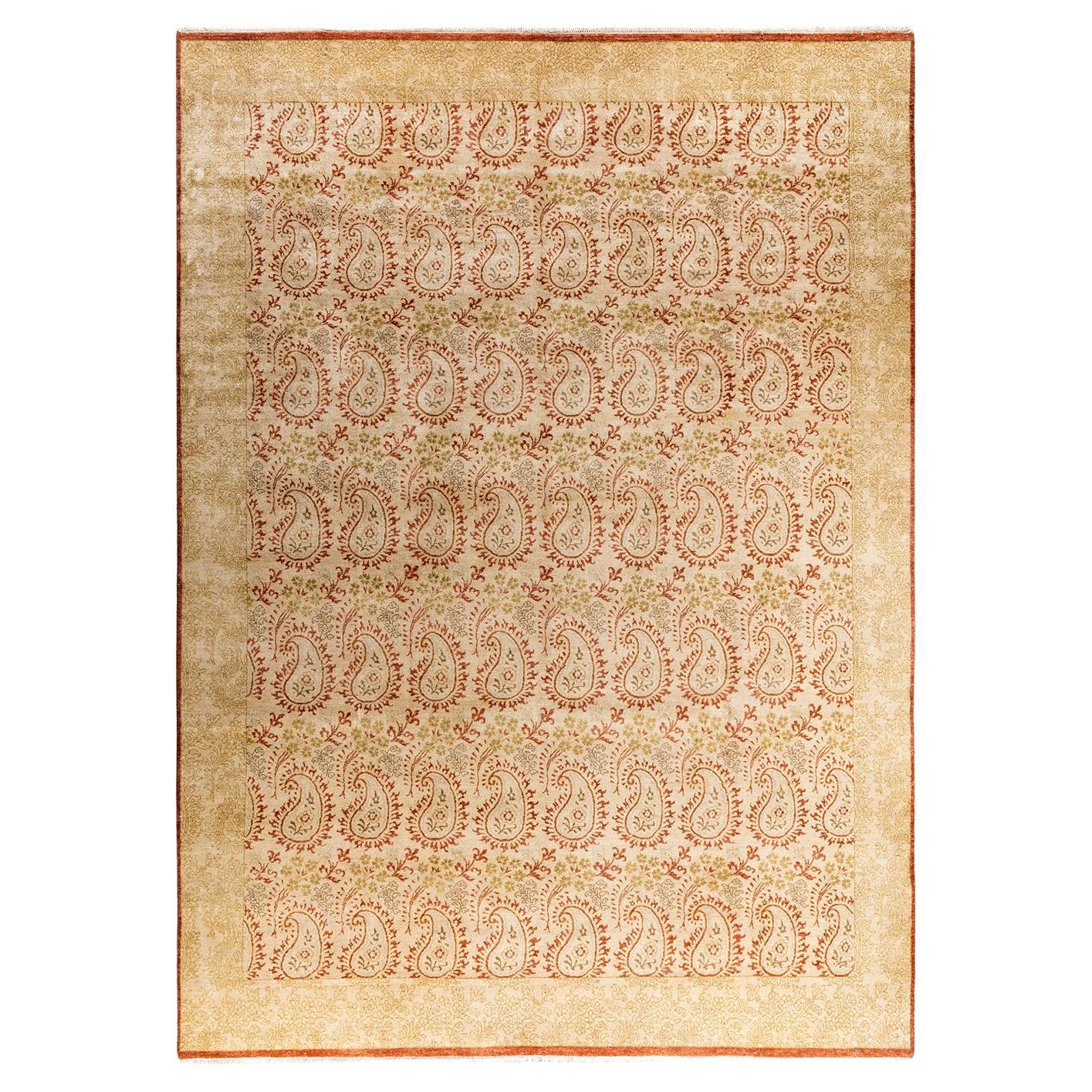 Traditional Ikat Hand Knotted Floral Wool Rust Area Rug 9' 0" x 12' 3"