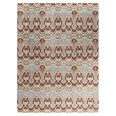 Traditional Ikat Hand Knotted Floral Wool Sand Area Rug 9
 3" x 12
 4"