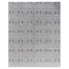 Traditional Ikat Hand Knotted Geometric Silk & Wool Beige Area Rug 8' 1" x 10'0"