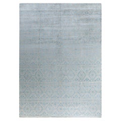 Traditional Ikat Hand Knotted Geometric Silk & Wool Beige Area Rug 9' 0" x 12'2"