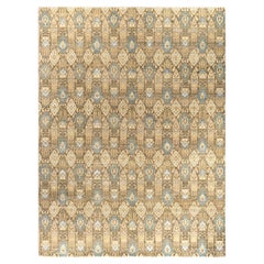 Traditional Ikat Hand Knotted Geometric Silk & Wool Brown Area Rug 9' 0" x 12'0"