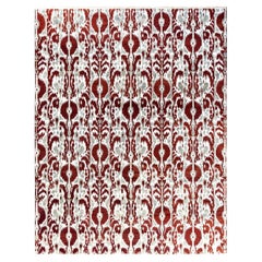 Ikat Tradicional Alfombra Geométrica Anudada a Mano de Seda y Lana Óxido 8' 1" x 10' 4