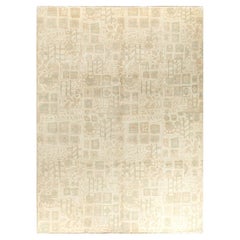 Traditional Ikat Hand Knotted Geometric Wool Beige Area Rug 9
 0" x 11
 10"