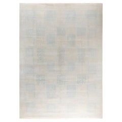 Traditional Ikat Hand Knotted Geometric Wool Ivory Area Rug 9' 1" x 12' 4"