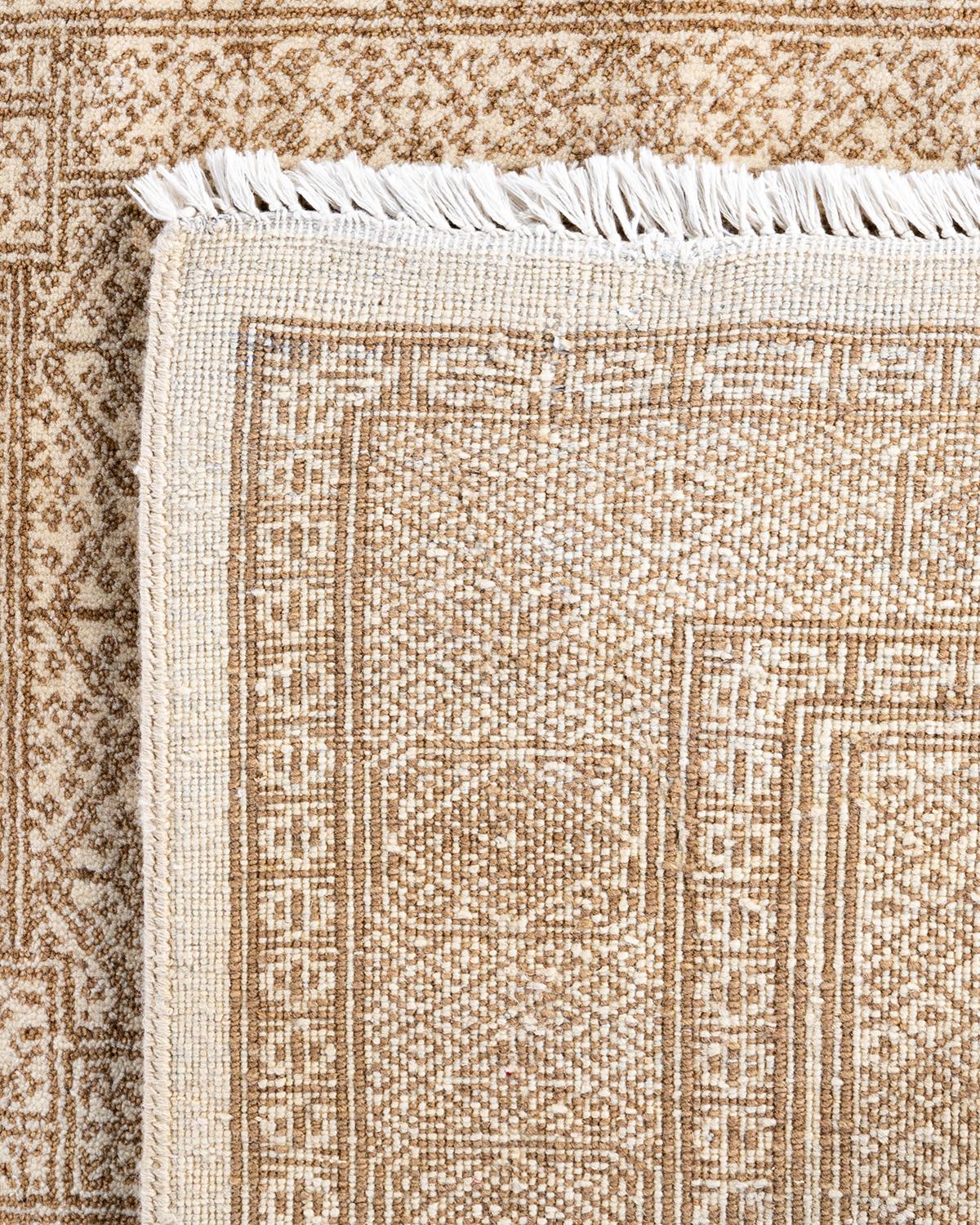 Traditional Ikat Hand Knotted Geometric Wool Ivory Area Rug 9' 2