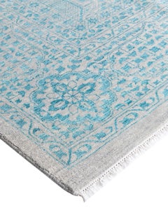 Traditional Ikat Hand Knotted Oriental Silk & Wool Gray Area Rug 9' 0" x 12' 0"