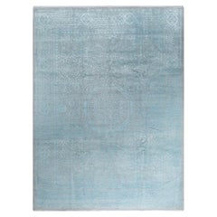 Traditioneller handgeknüpfter orientalischer Teppich aus Seide und Wolle in Grau von Ikat 9' 0" x 12' 0"