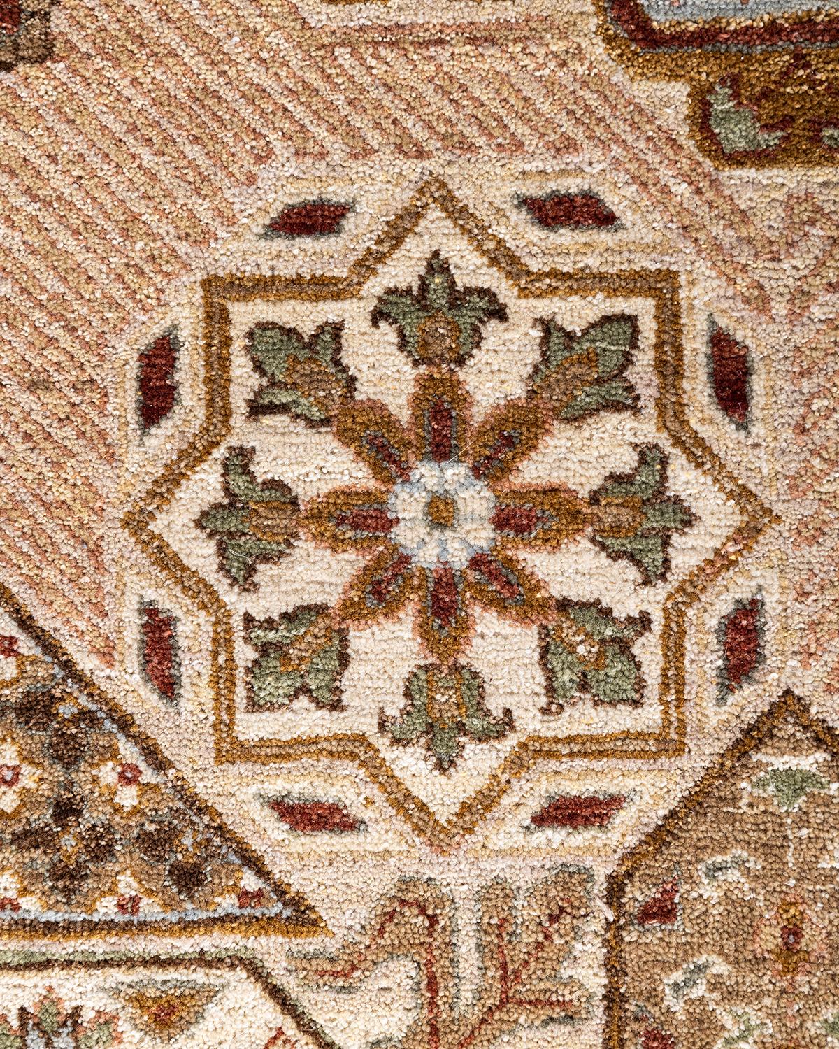 Indiano Traditional Ikat Hand Knots Rugs, tappeto orientale in lana marrone, 8' 0