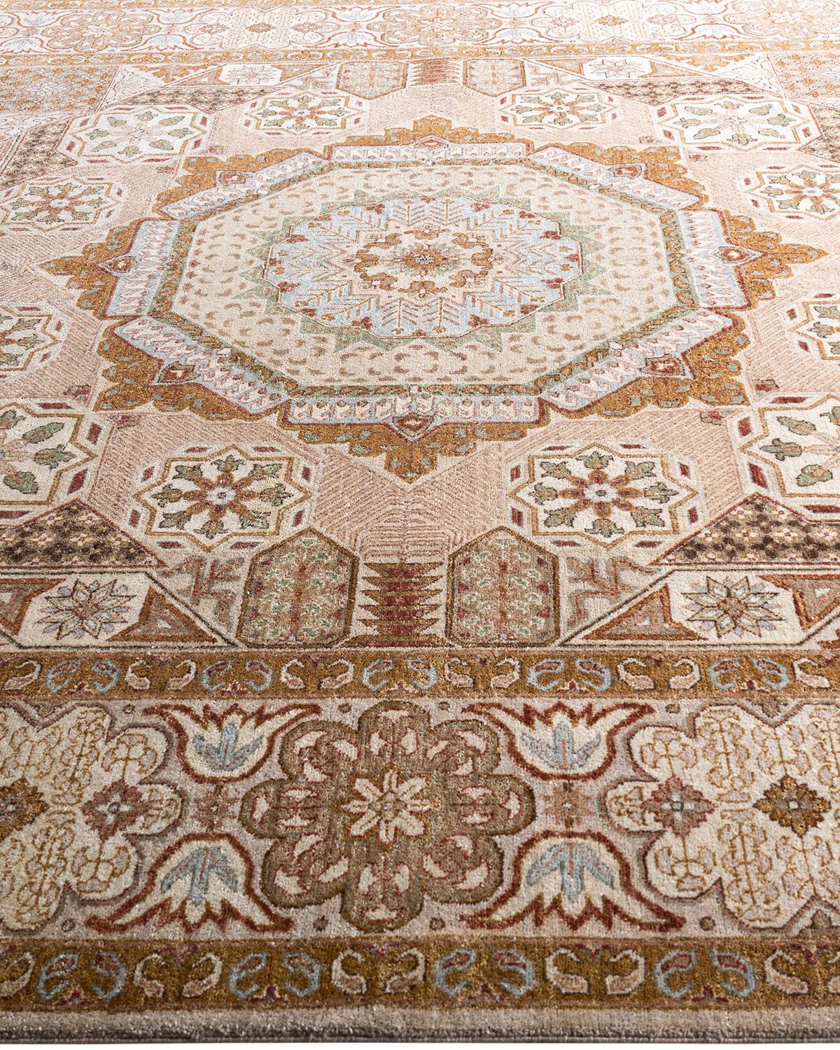 Annodato a mano Traditional Ikat Hand Knots Rugs, tappeto orientale in lana marrone, 8' 0