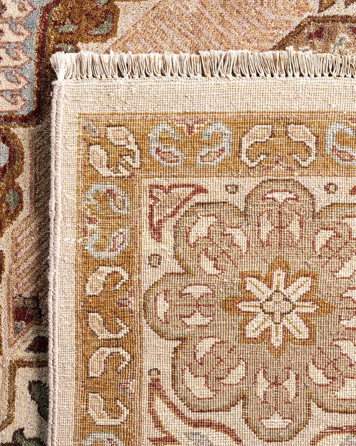 Traditional Ikat Hand Knots Rugs, tappeto orientale in lana marrone, 8' 0