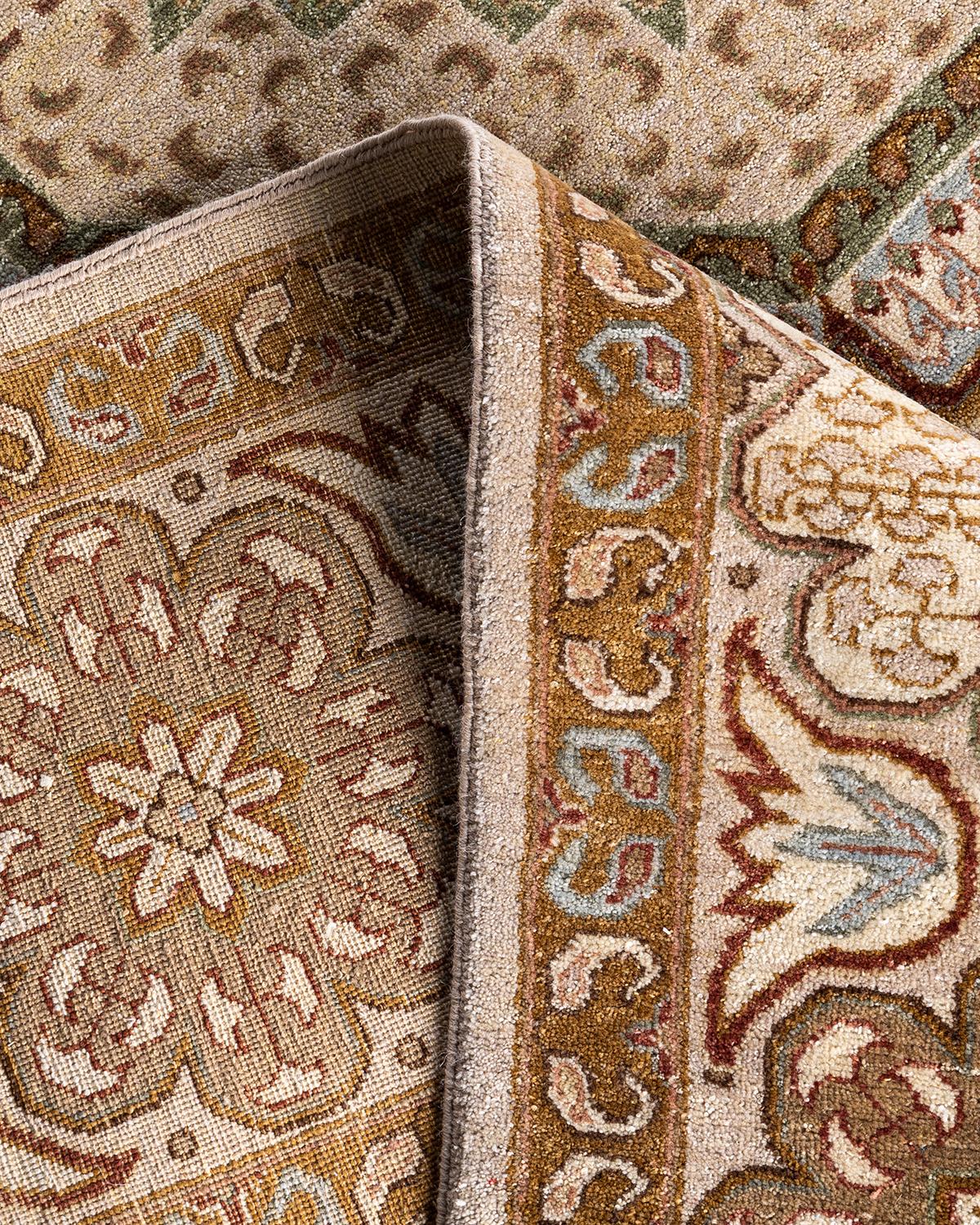 XXI secolo e contemporaneo Traditional Ikat Hand Knots Rugs, tappeto orientale in lana marrone, 8' 0