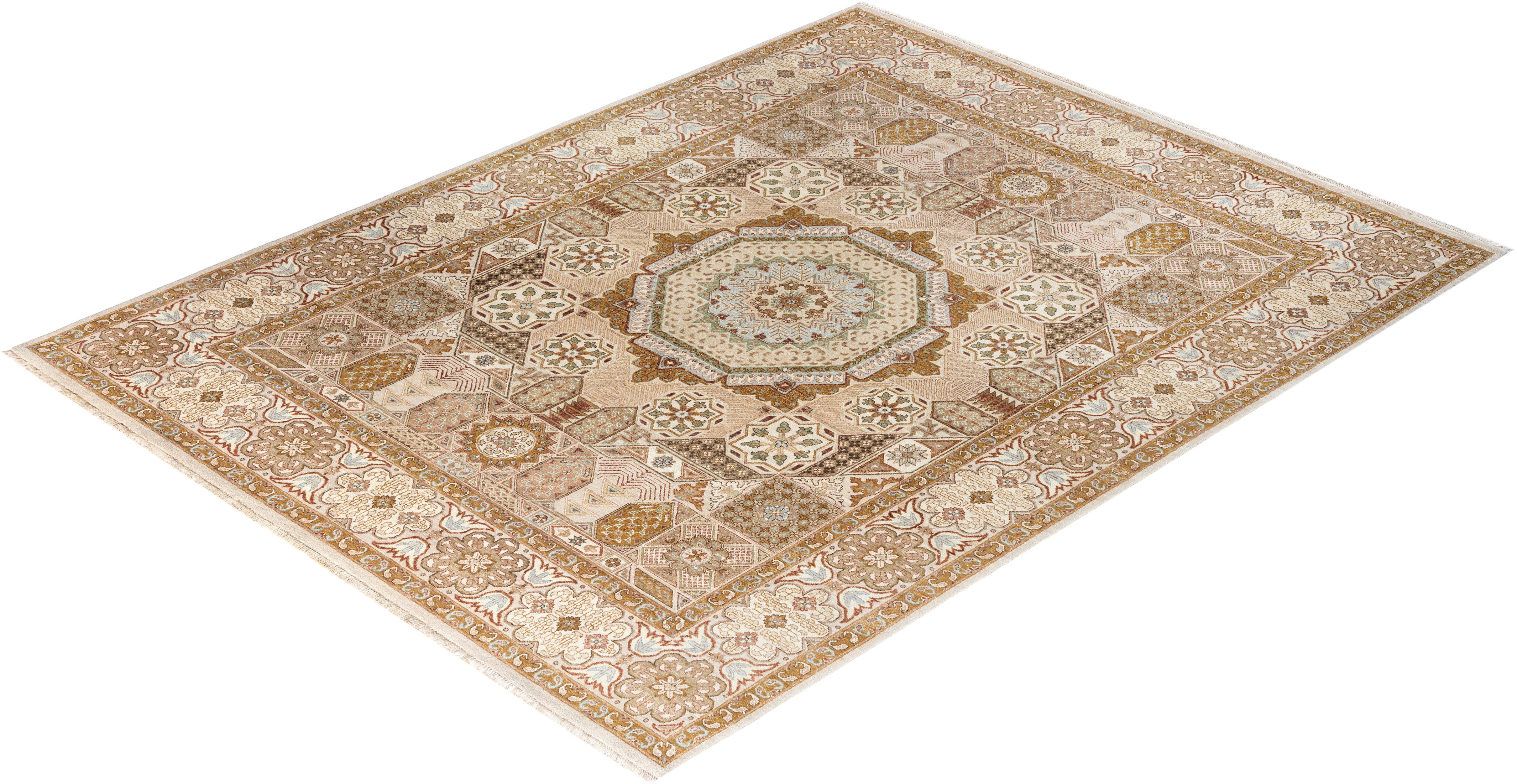Traditional Ikat Hand Knots Rugs, tappeto orientale in lana marrone, 8' 0