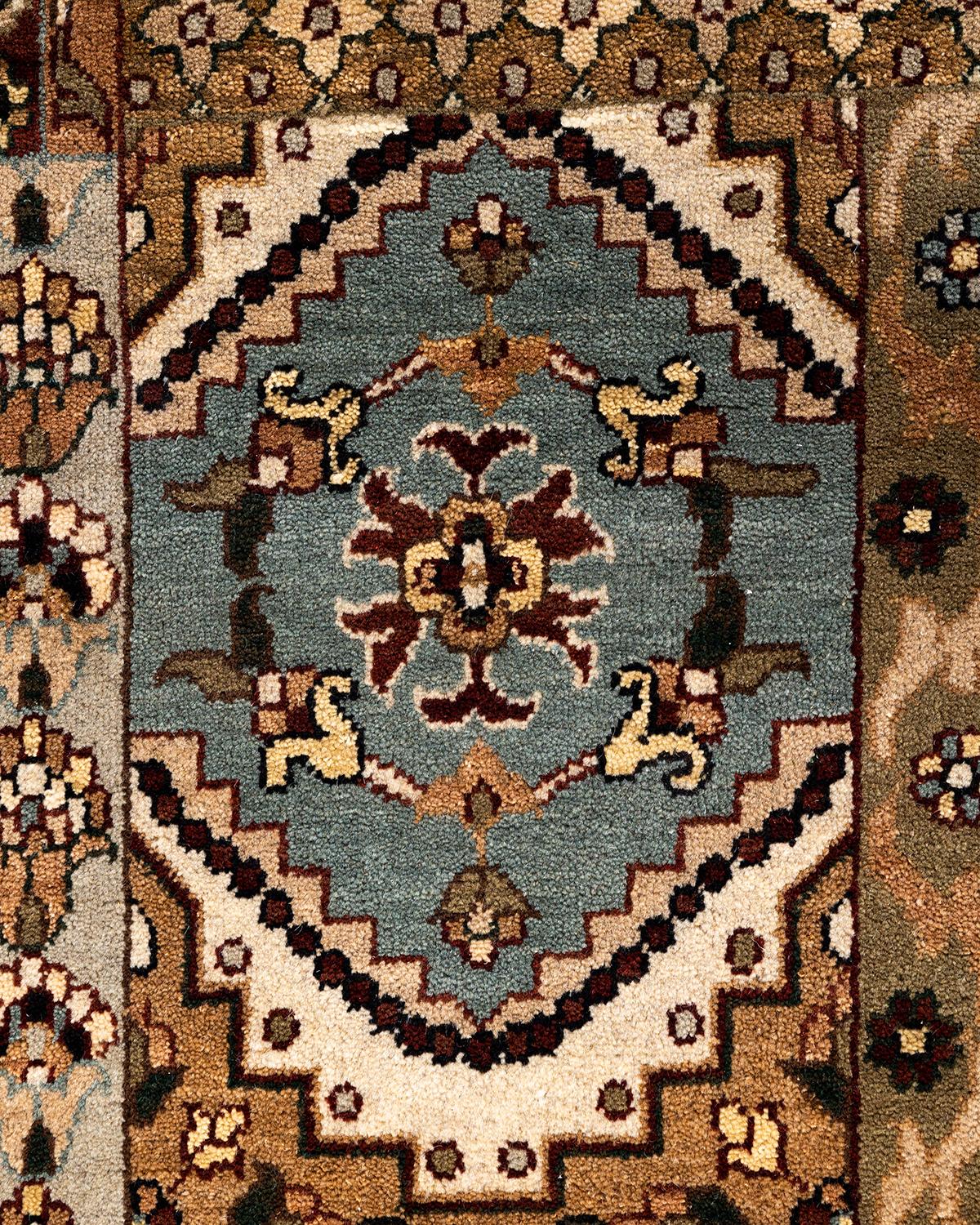 Indian Traditional Ikat Hand Knotted Patchwork Wool Brown Area Rug 8' 0