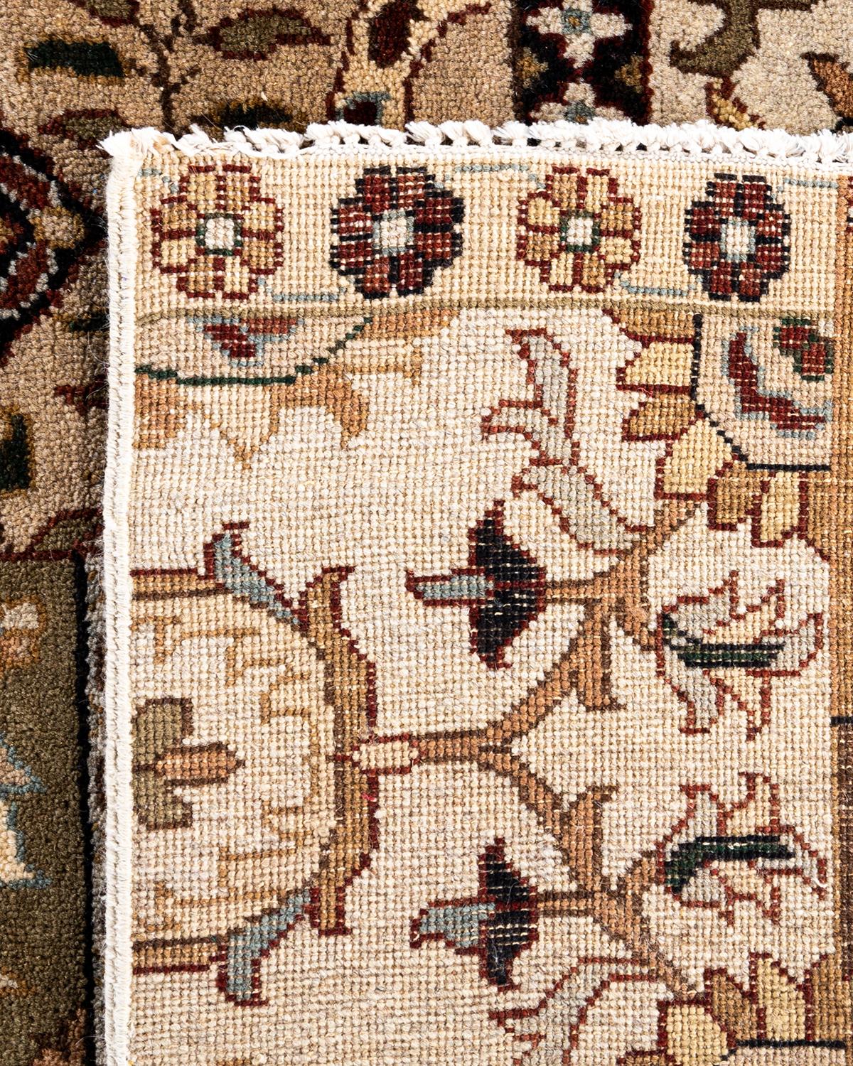 Traditional Ikat Hand Knotted Patchwork Wool Brown Area Rug 8' 0