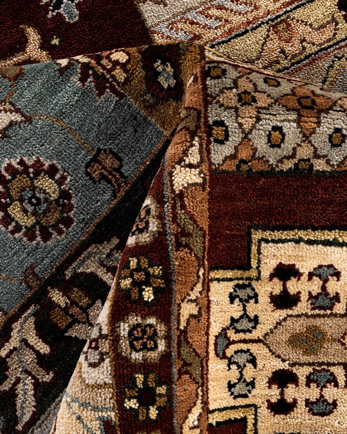 Traditional Ikat Hand Knotted Patchwork Wool Brown Area Rug 8' 0