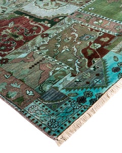 Traditional Ikat Hand Knotted Patchwork Wool Brown Area Rug 8' 10" x 11' 10"