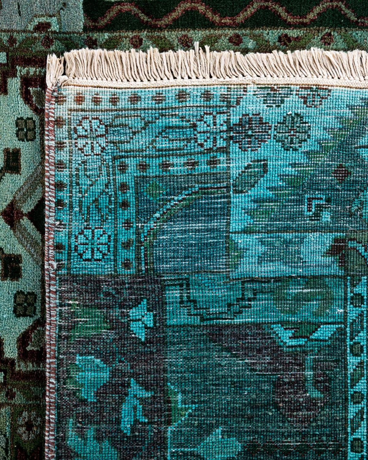 Tappeto tradizionale Ikat Patchwork in lana marrone annodato a mano 8' 10