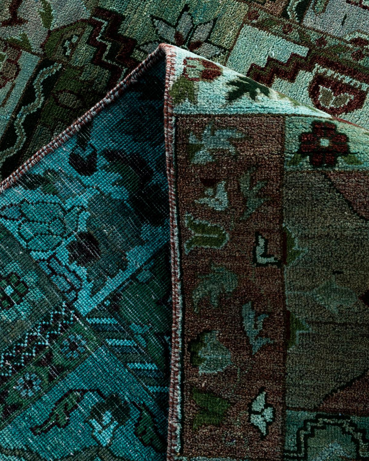 XXI secolo e contemporaneo Tappeto tradizionale Ikat Patchwork in lana marrone annodato a mano 8' 10