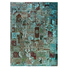 Traditional Ikat Hand Knotted Patchwork Wool Brown Area Rug 8' 10" x 11' 10"