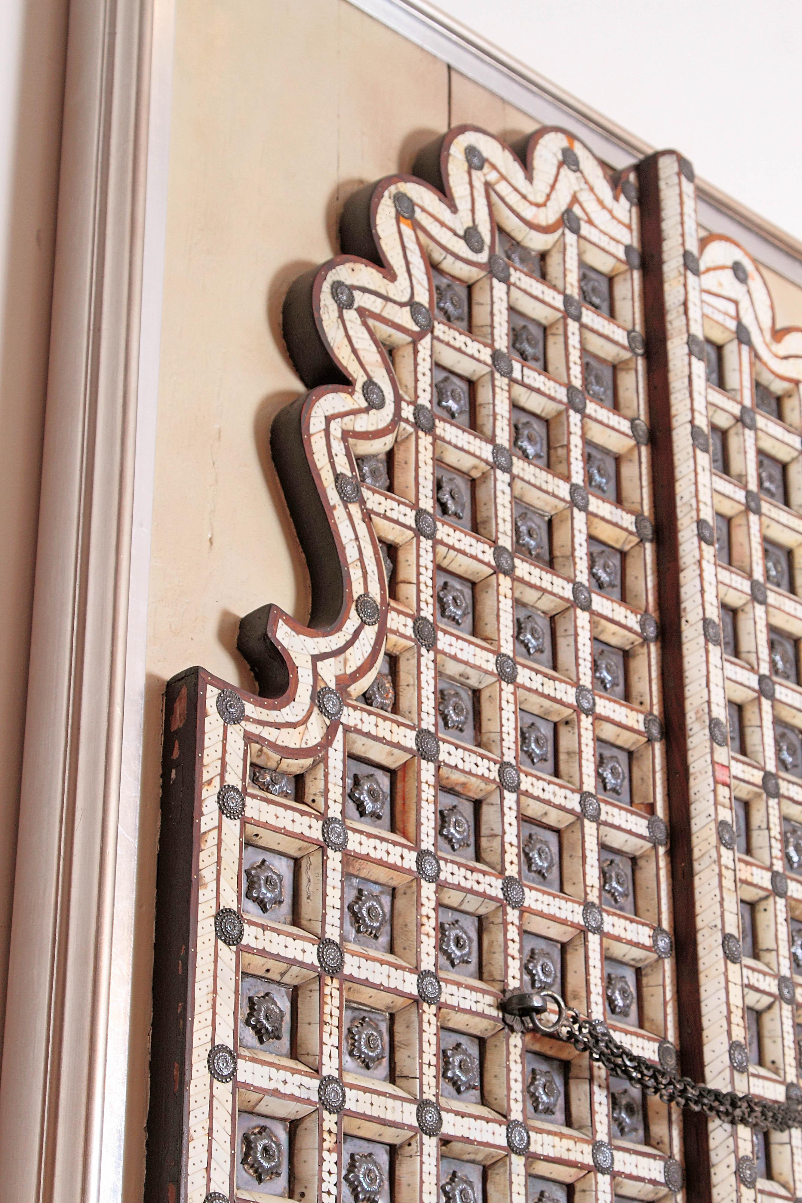 Traditional Indian Double / Split Door with Elaborate Bone Inlay 3