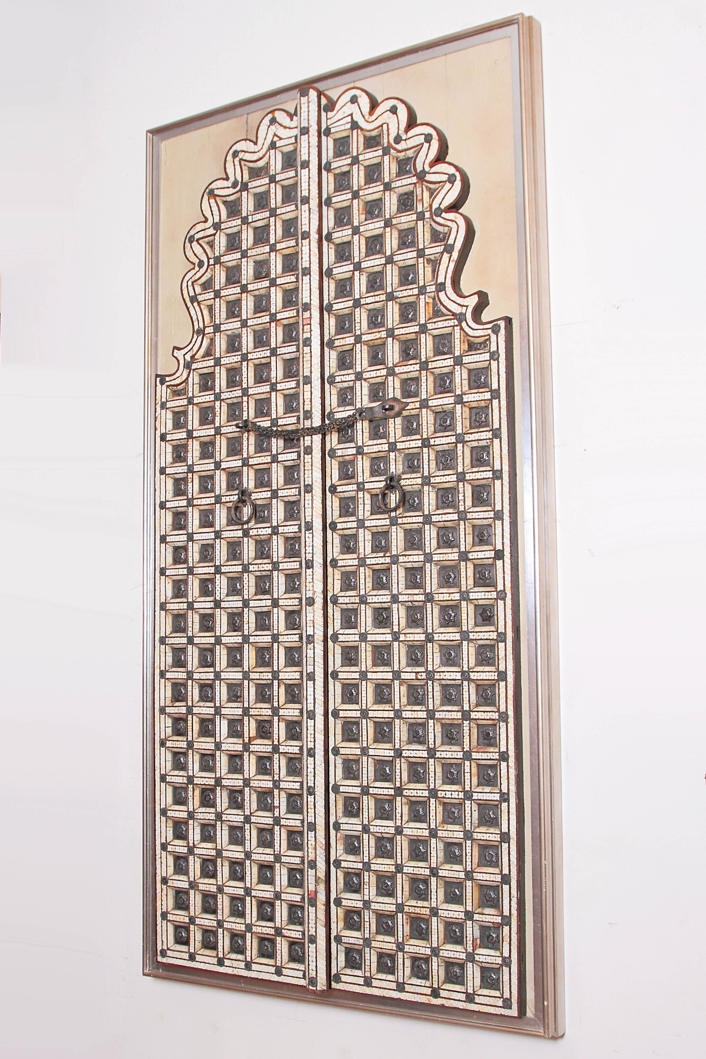 Anglo Raj Traditional Indian Double / Split Door with Elaborate Bone Inlay