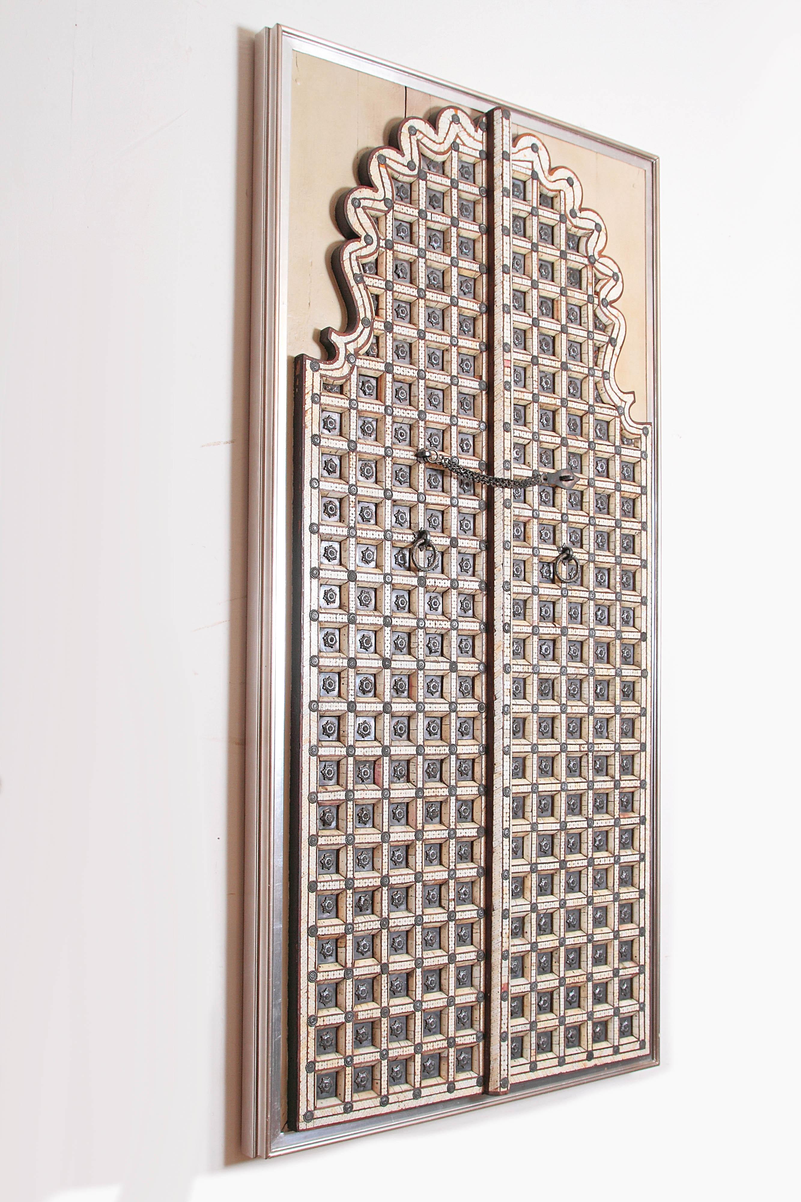 19th Century Traditional Indian Double / Split Door with Elaborate Bone Inlay