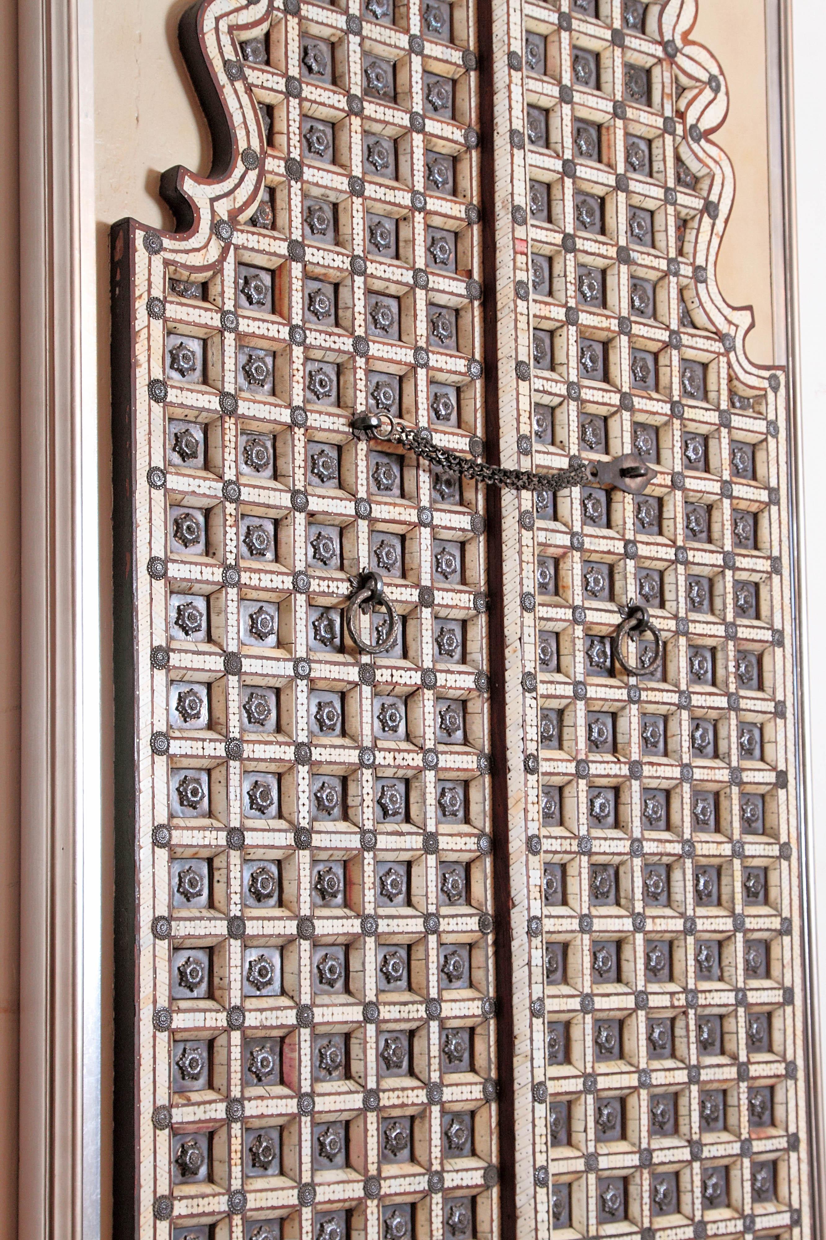 Traditional Indian Double / Split Door with Elaborate Bone Inlay 1