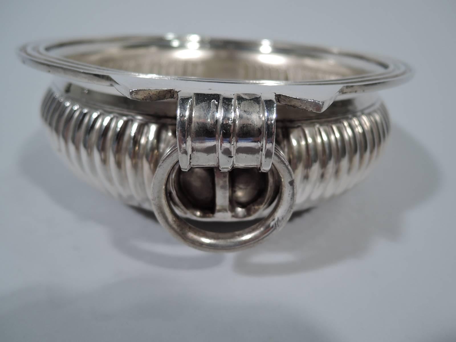 Traditional Indian Sterling Silver Bowl with Jangly Rings In Excellent Condition In New York, NY