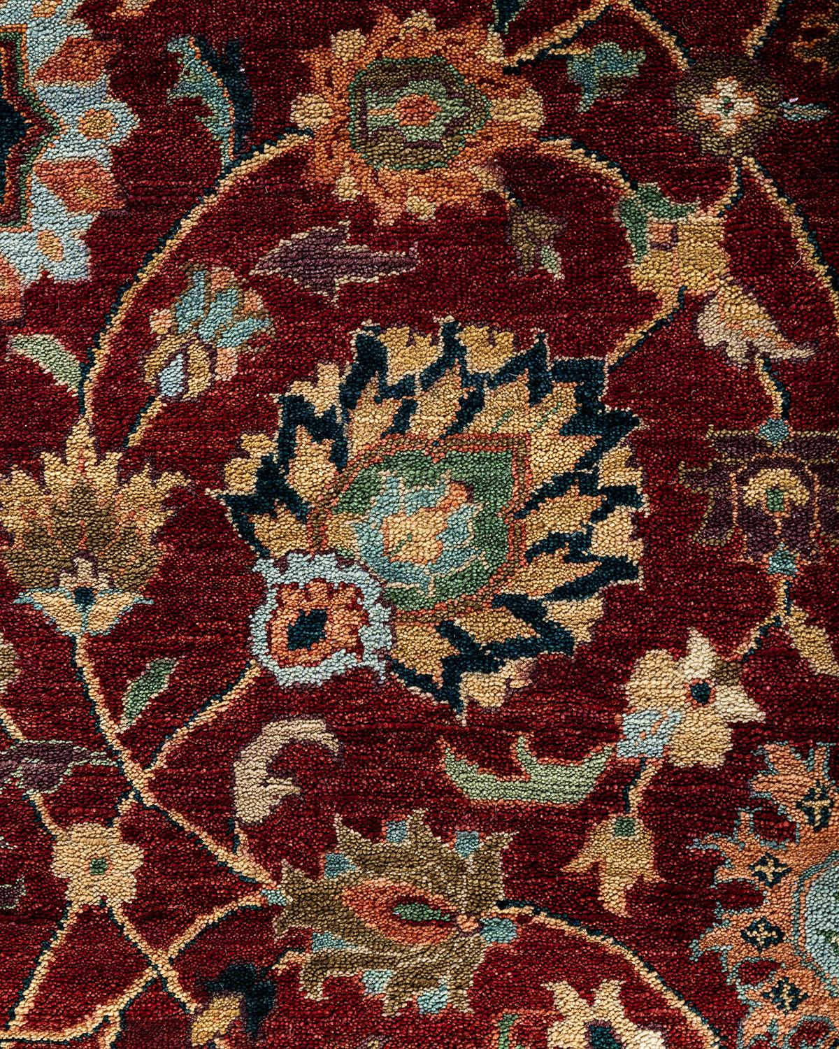 Indian Traditional Indo Persian Hand Knotted Floral Wool Red Area Rug 9' 1