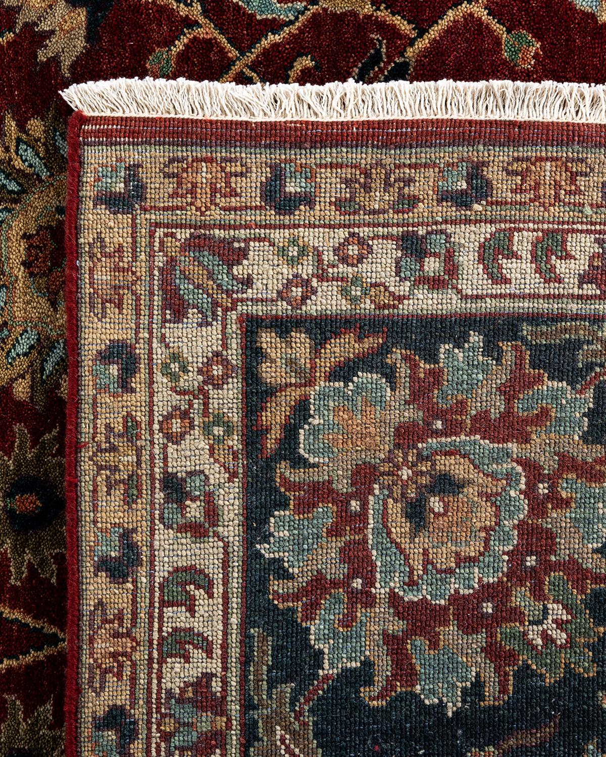 Traditional Indo Persian Hand Knotted Floral Wool Red Area Rug 9' 1