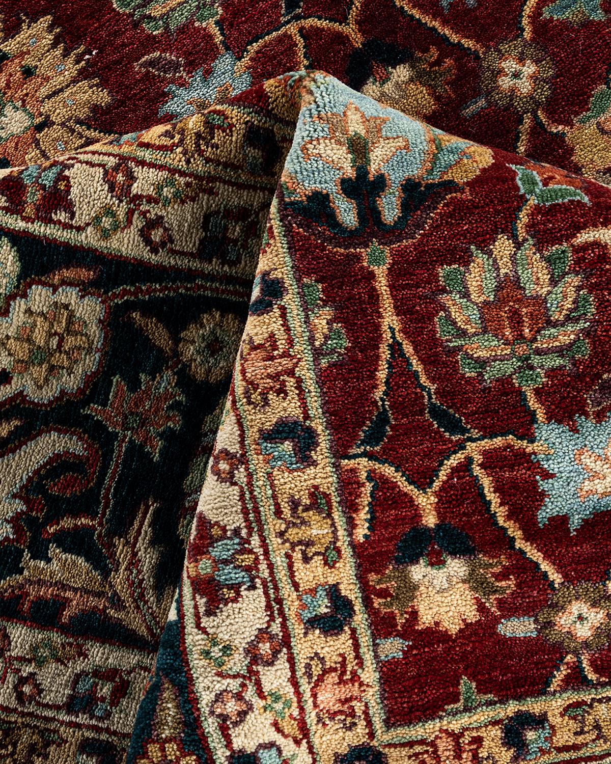 Traditional Indo Persian Hand Knotted Floral Wool Red Area Rug 9' 1