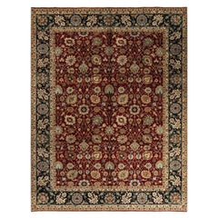 Alfombra Indo Persa Tradicional de Lana Floral Anudada a Mano Rojo 9' 1" x 11' 9