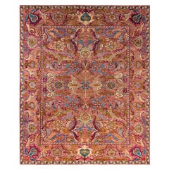 Traditional Infinity Hand Knotted Wool Pink Area Rug 8
 0" x 9
 9"