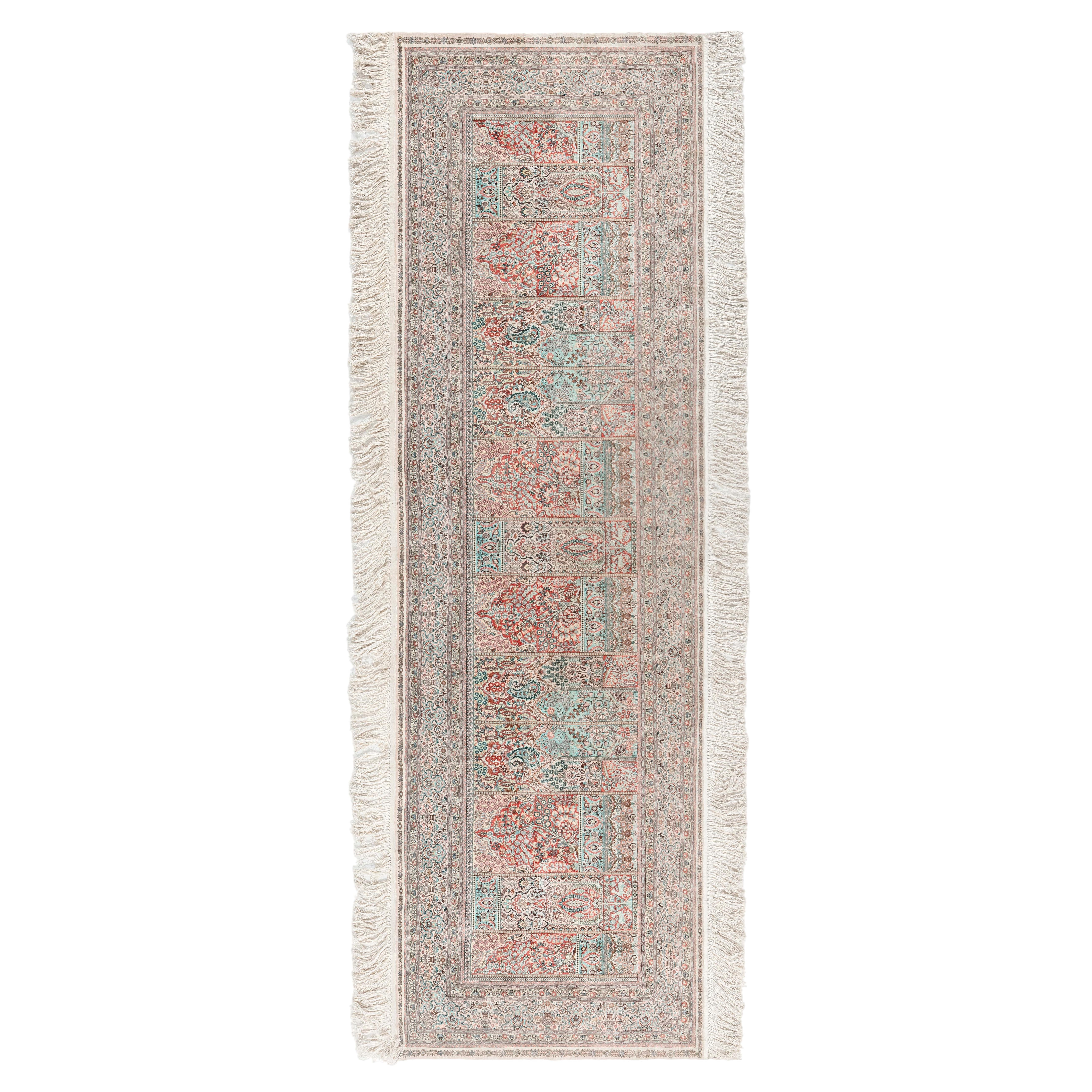Traditional -Inspired Arch Panel Beige Silk Runner "Arcade" by Doris Leslie Blau For Sale
