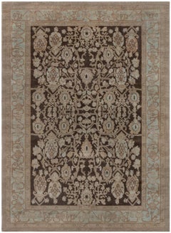 Traditional Inspired Beige Blue Brown Wool Rug by Doris Leslie Blau