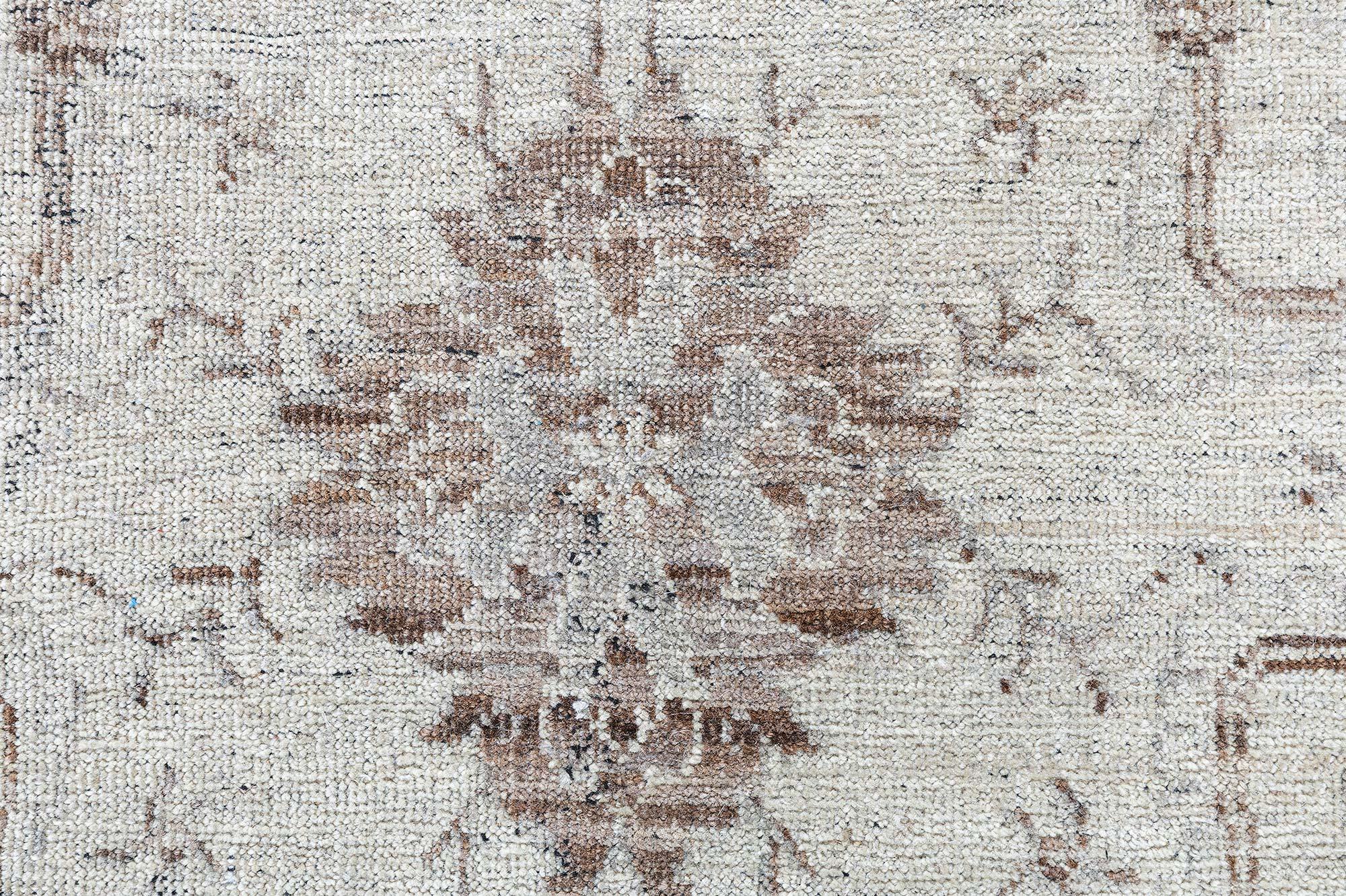 Modern Traditional Inspired Botanic Handmade Wool Runner by Doris Leslie Blau For Sale