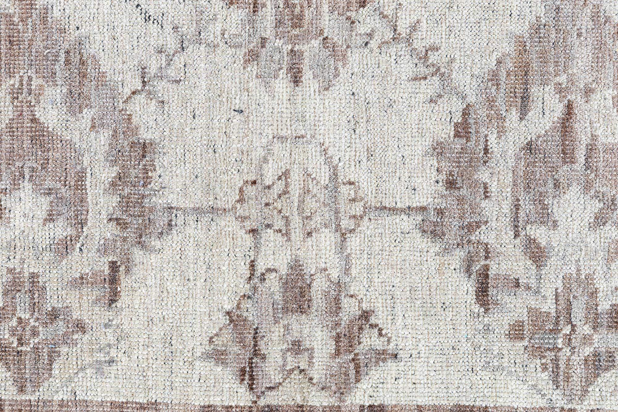 Indian Traditional Inspired Botanic Handmade Wool Runner by Doris Leslie Blau For Sale