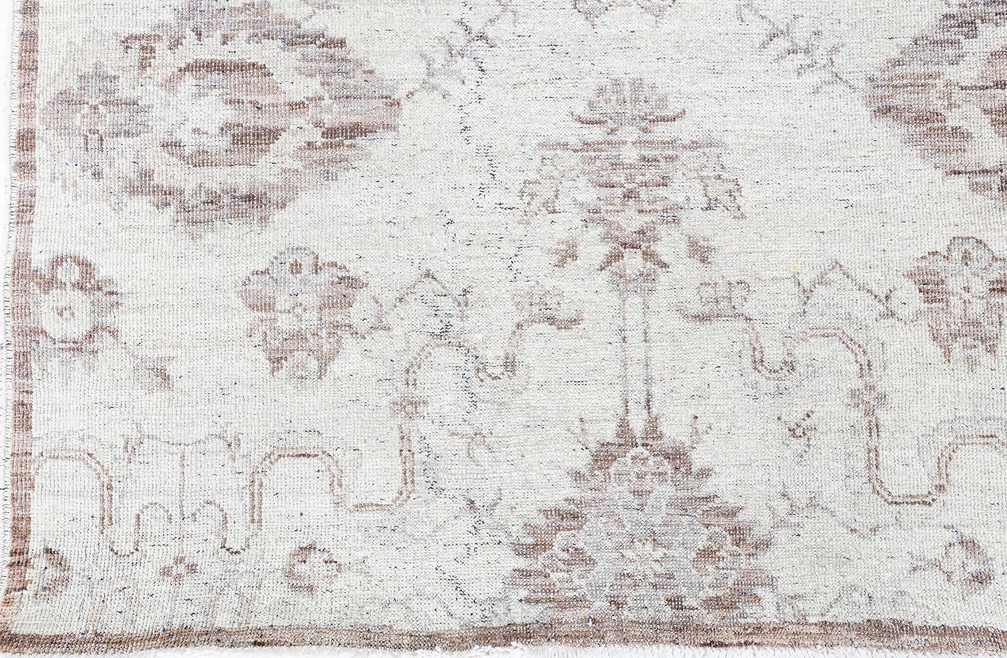 Hand-Knotted Traditional Inspired Botanic Handmade Wool Runner by Doris Leslie Blau For Sale