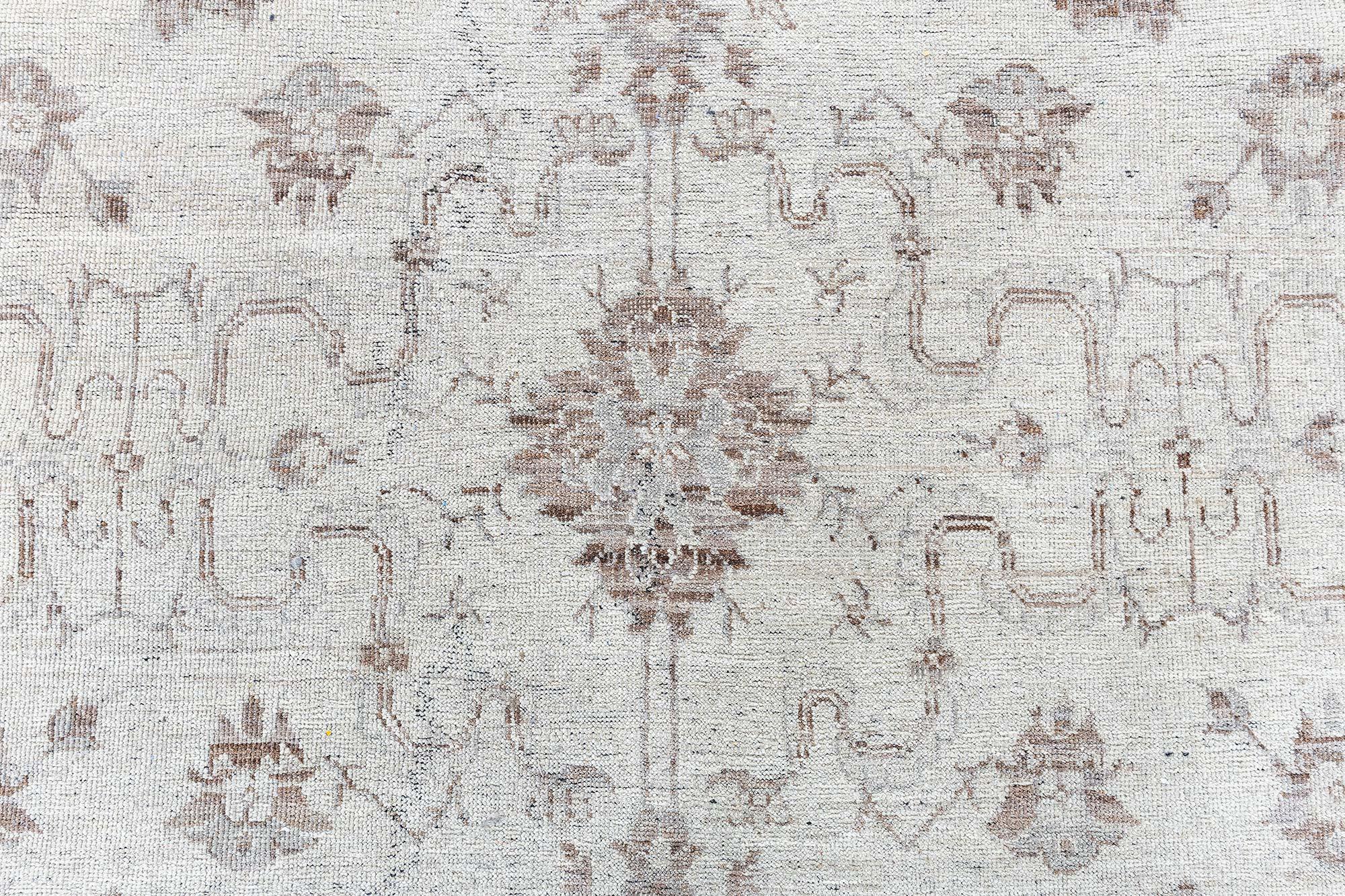 Contemporary Traditional Inspired Botanic Handmade Wool Runner by Doris Leslie Blau For Sale