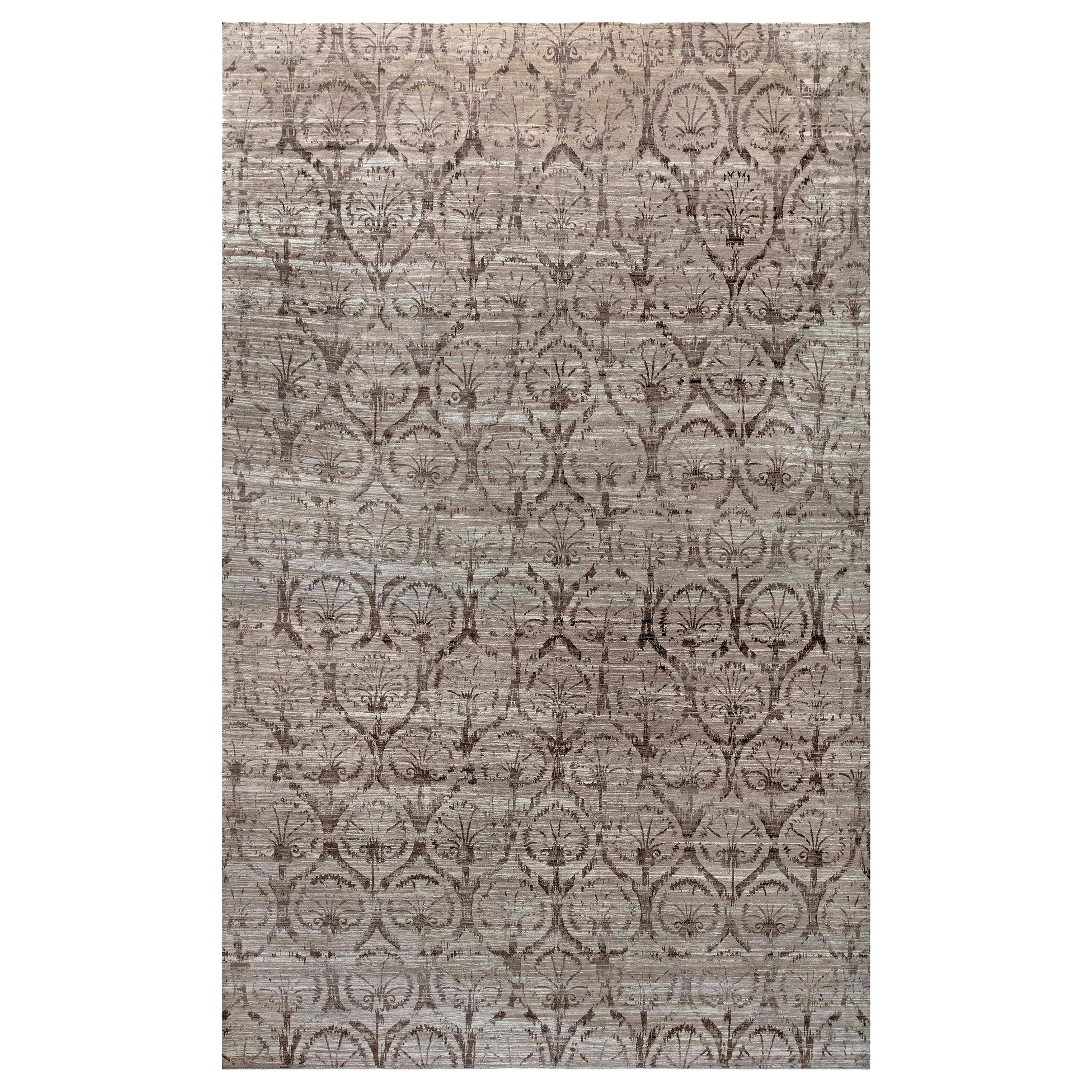 Traditional Inspired Brown and Purple Handmade Rug by Doris Leslie Blau For Sale