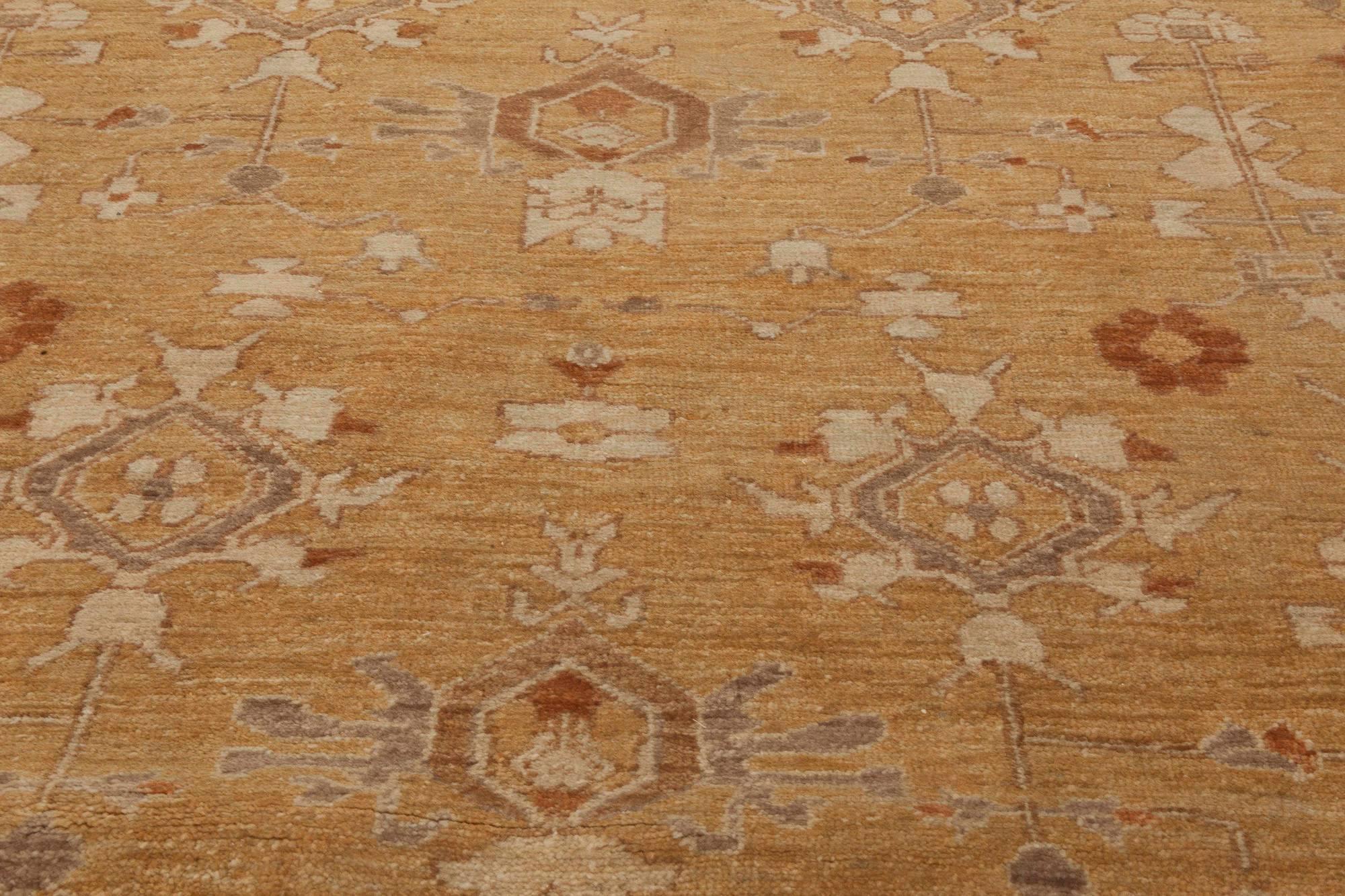 Hand-Knotted Traditional Inspired Tabriz Rug in Beige and Brown by Doris Leslie Blau For Sale