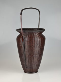 Traditional Japanese Bamboo Flower Basket by Tanabe Chikuunsai II