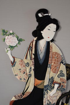 Japanese Contemporary Framed Brocade Silk Handcrafted Oshie Decorative Art, 2