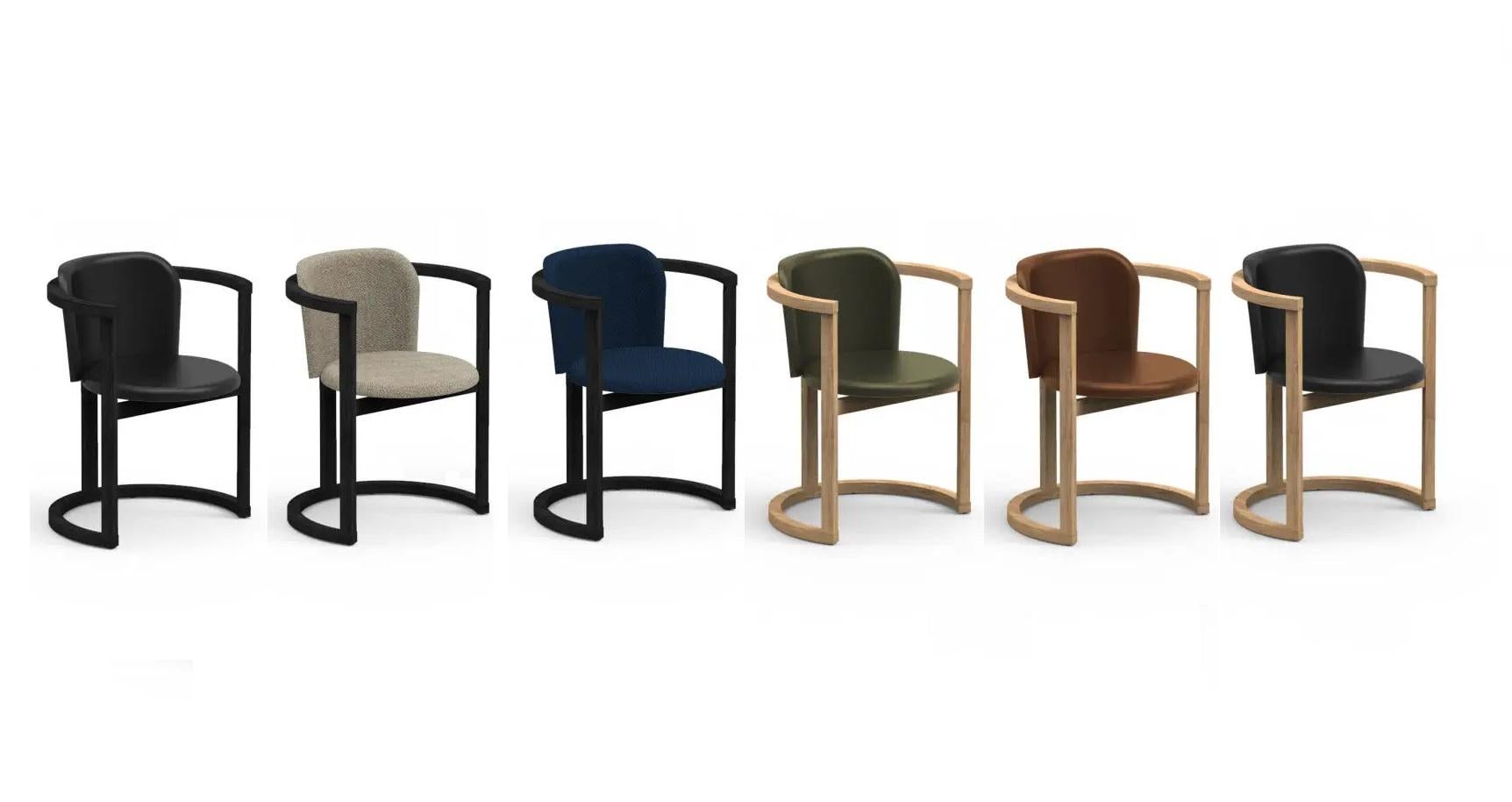 Contemporary Traditional Japanese Style Dining Chair with Armrests & Gentle Rocking Oak Base For Sale