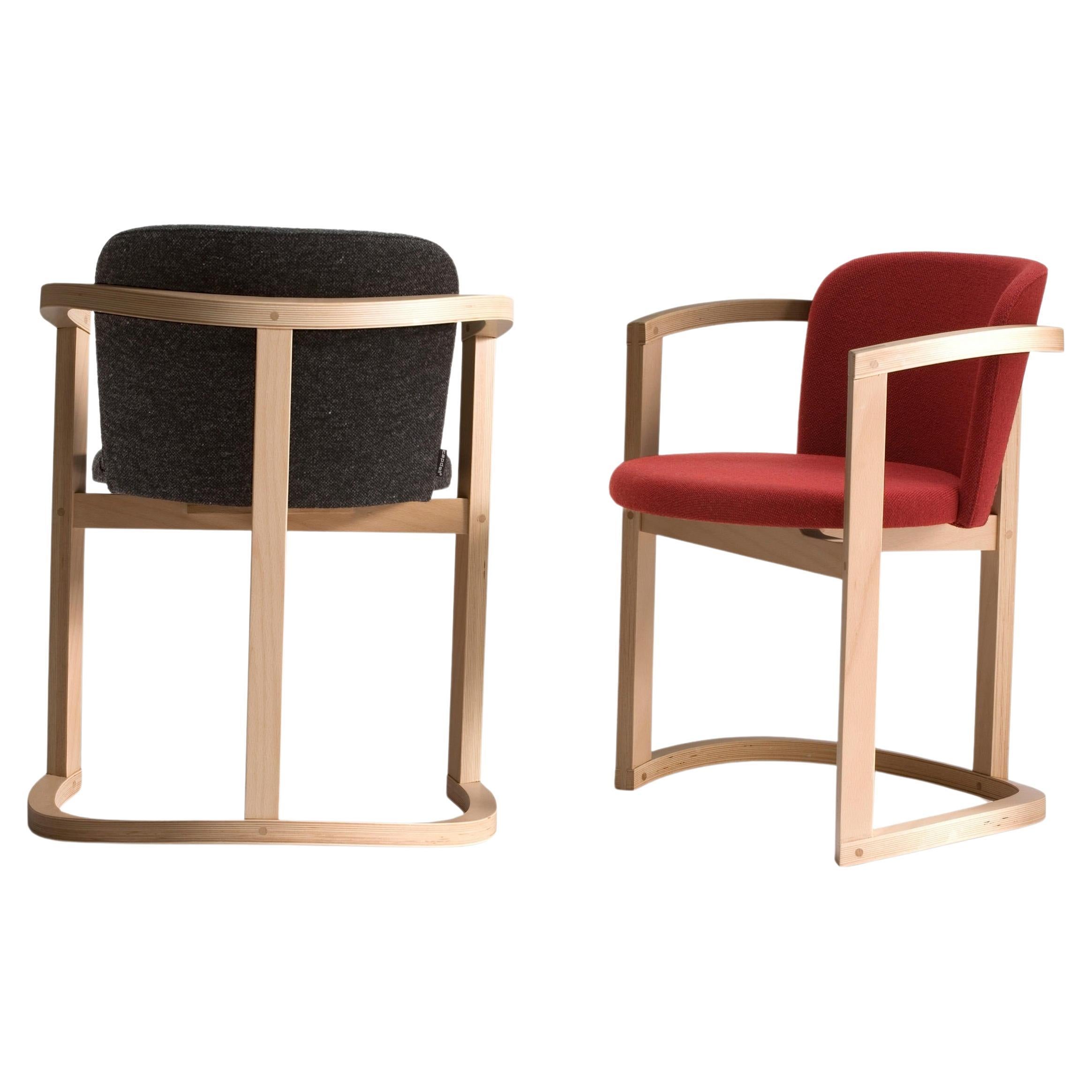 Traditional Japanese Style Dining Chair with Armrests & Gentle Rocking Oak Base For Sale