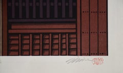Traditional Japanese Woodblock Print of a Traditional Kyoto Town House