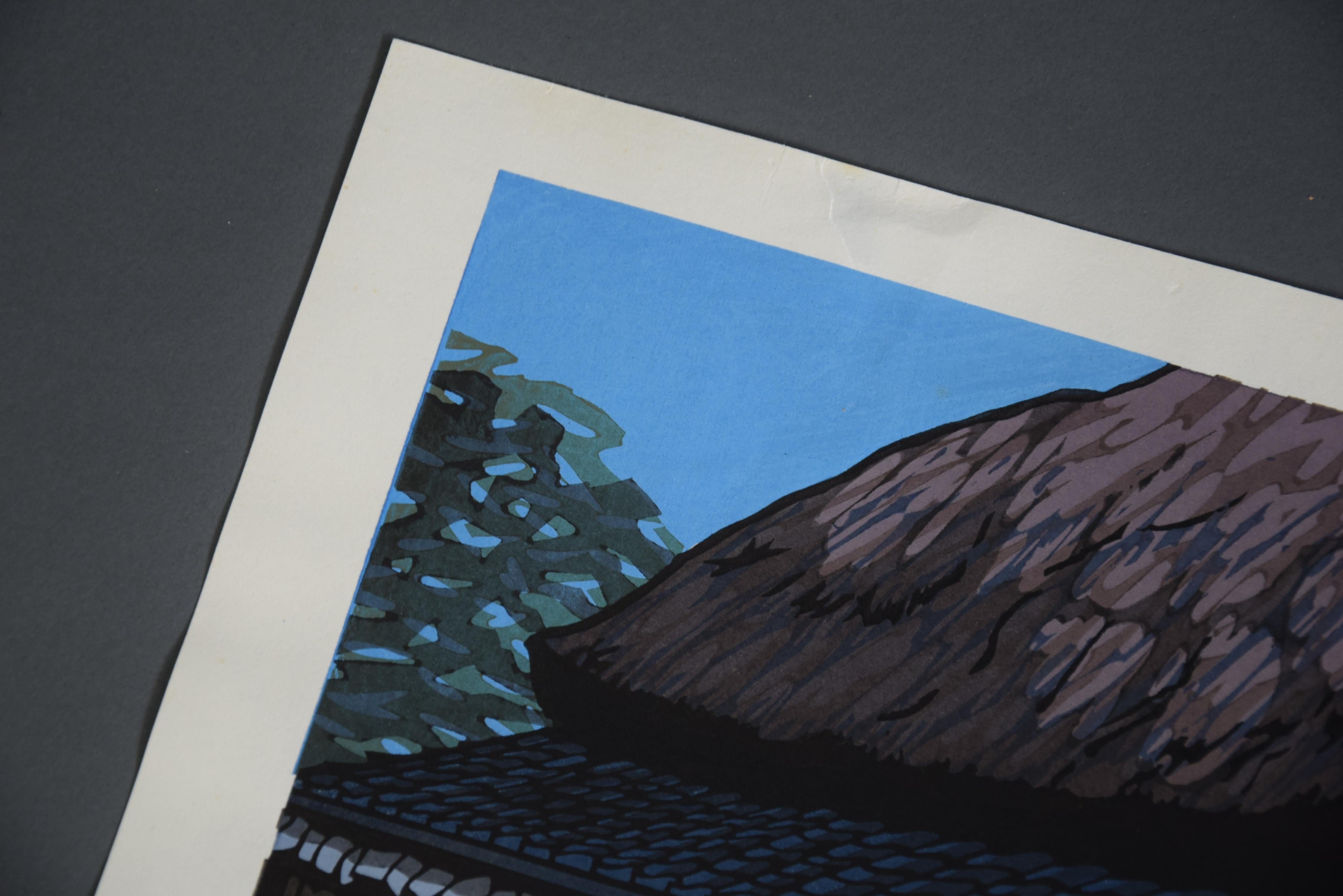 Traditional Japanese Woodblock Print of a Traditional Kyoto Town House  For Sale 1
