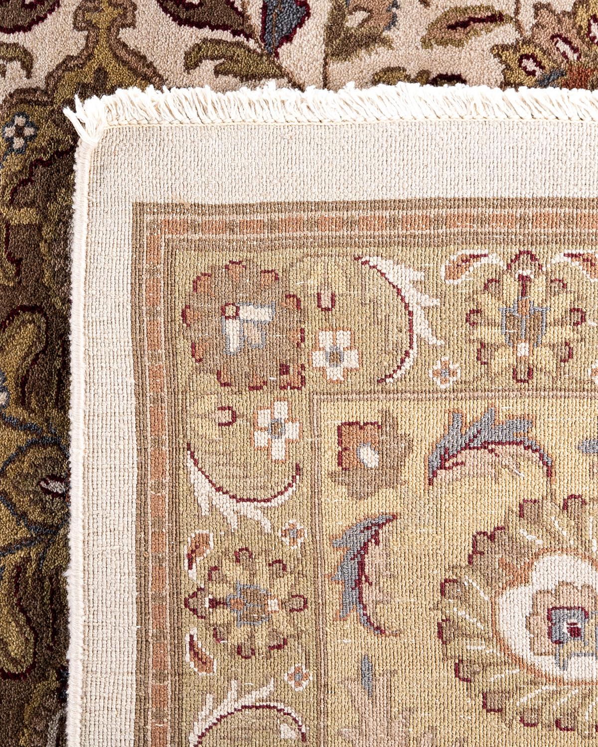 Traditional Kashan Hand Knotted Floral Wool Ivory Area Rug 9' 3